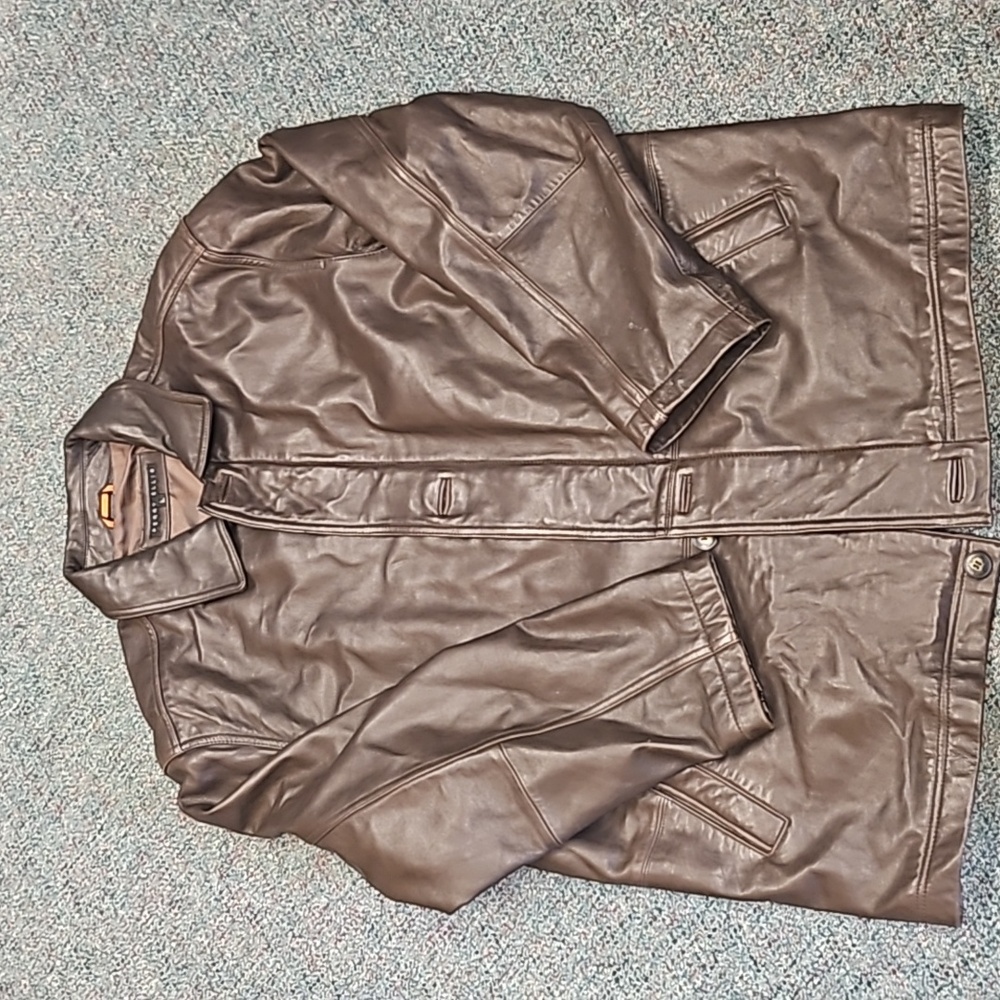 Vintage butter soft Perry Ellis leather coat.  Sz. L